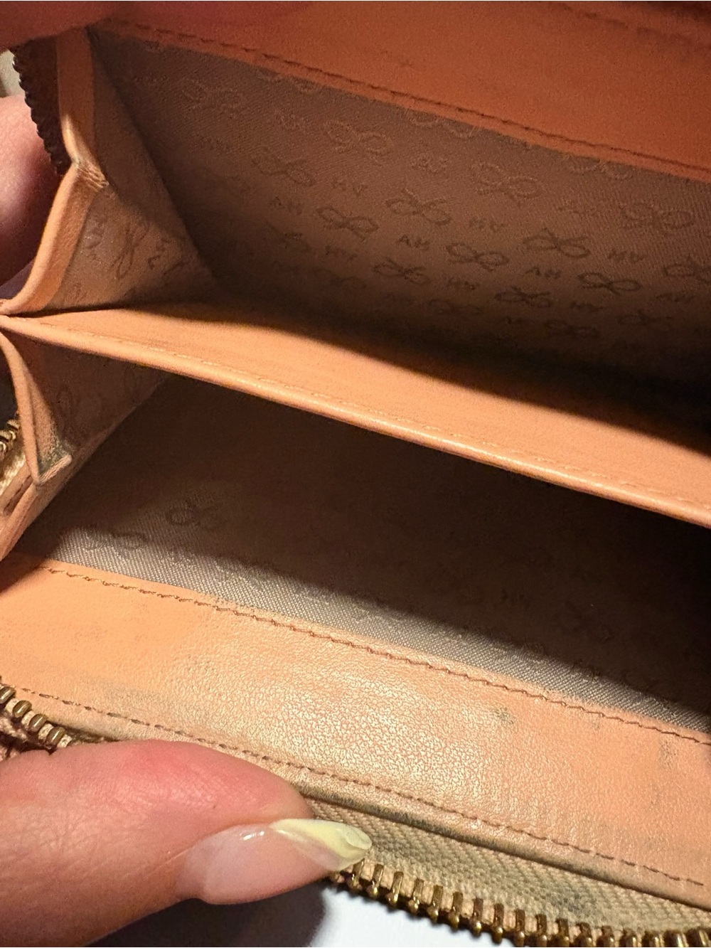 Anya Hindmarch Peach Leather Zip-Around Wallet with Perforated Smile 😉 - Picture 7 of 9